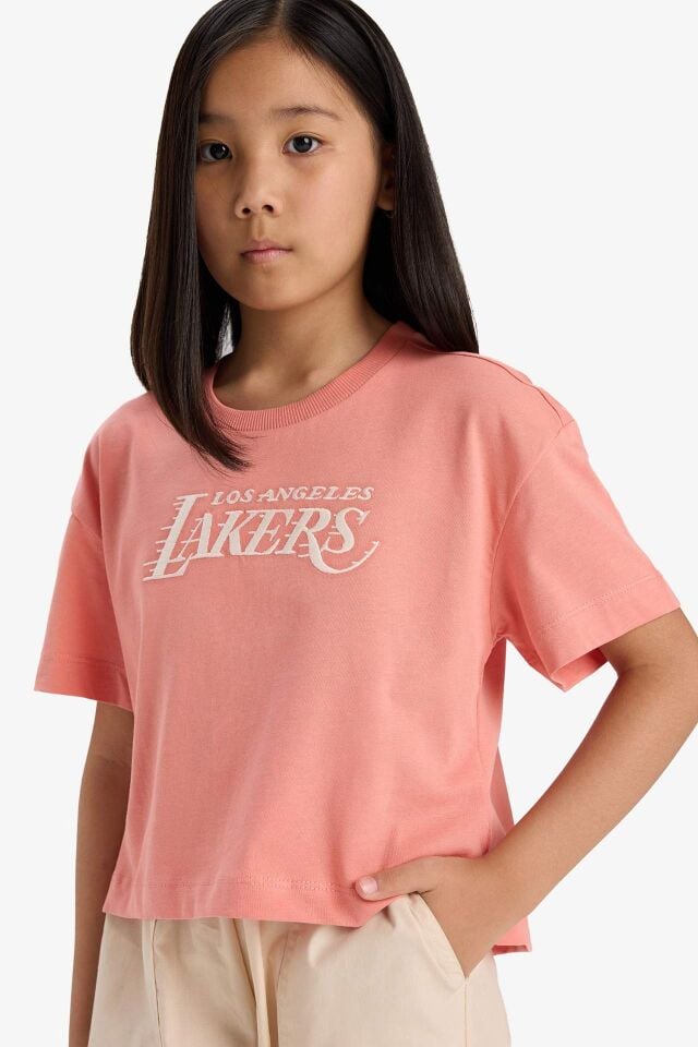 Kız Çocuk NBA Los Angeles Lakers Loose Fit Bisiklet Yaka Kısa Kollu Tişört