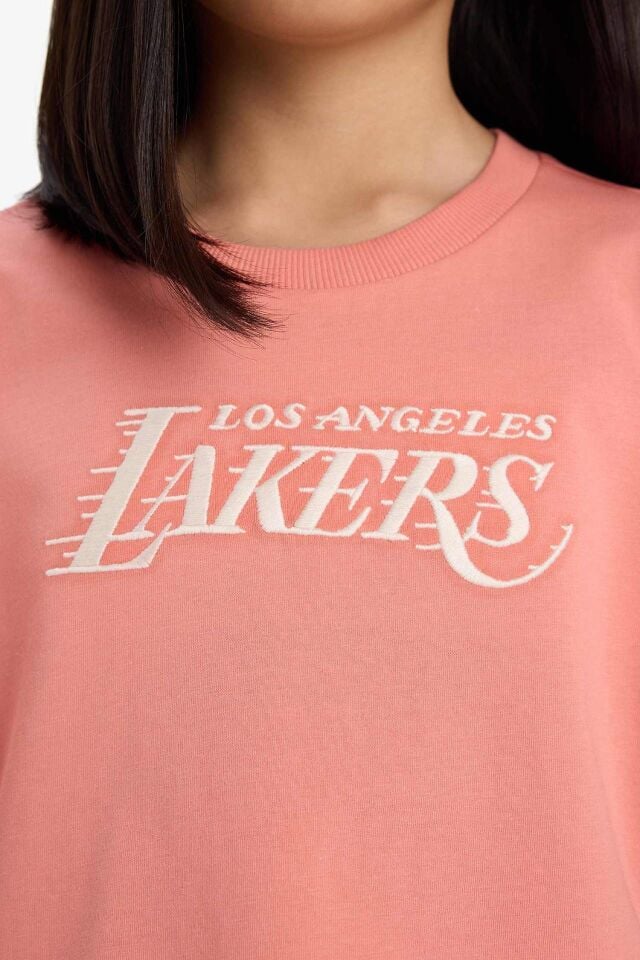 Kız Çocuk NBA Los Angeles Lakers Loose Fit Bisiklet Yaka Kısa Kollu Tişört