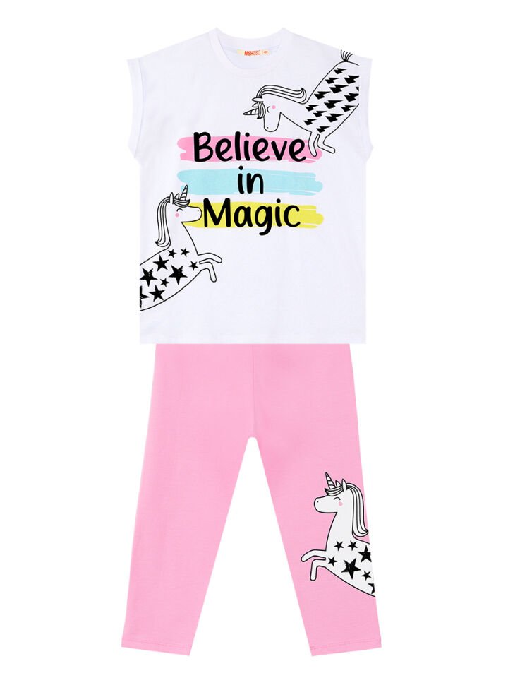 Believe in Magic Kız Çocuk T-Shirt Tayt Takım 7 Y - Pembe