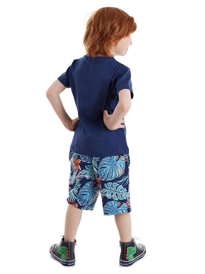 Surfer Croco Erkek Çocuk T-shirt Şort Takım 6 Y - Lacivert, Turuncu