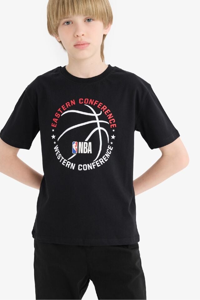 Erkek Çocuk NBA Wordmark Bisiklet Yaka Kısa Kollu Tişört