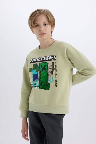 Erkek Çocuk Minecraft Bisiklet Yaka Kalın Sweatshirt