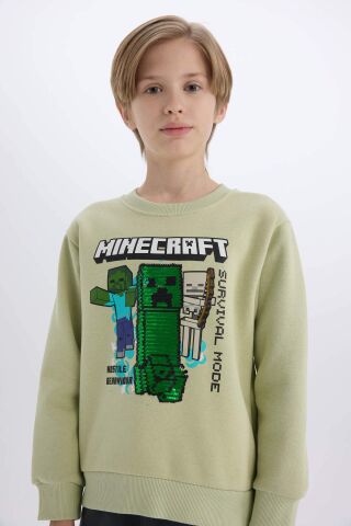 Erkek Çocuk Minecraft Bisiklet Yaka Kalın Sweatshirt