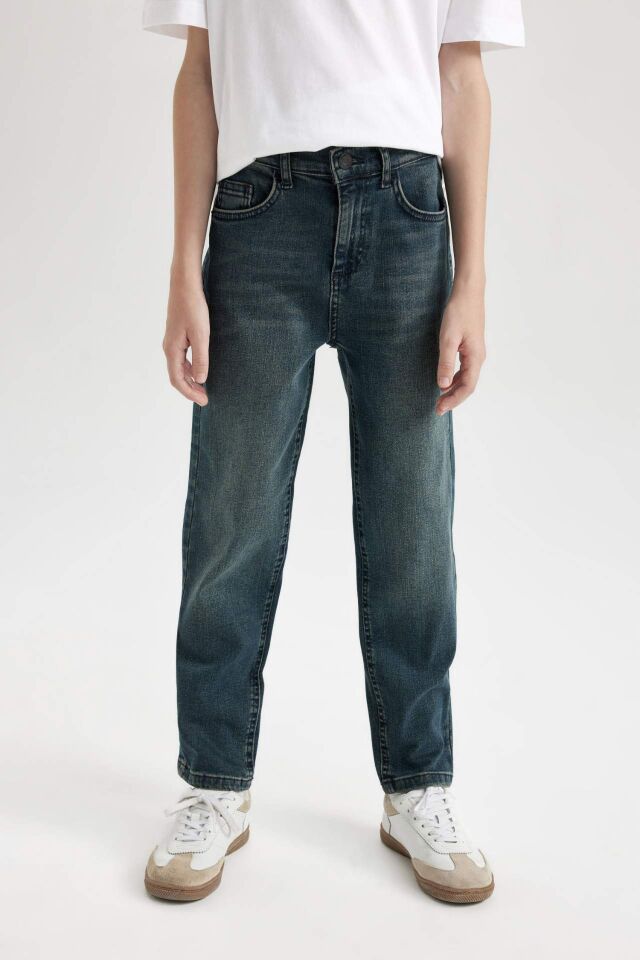 Erkek Çocuk Straight Fit Düz Paça Cepli Jean Pantolon