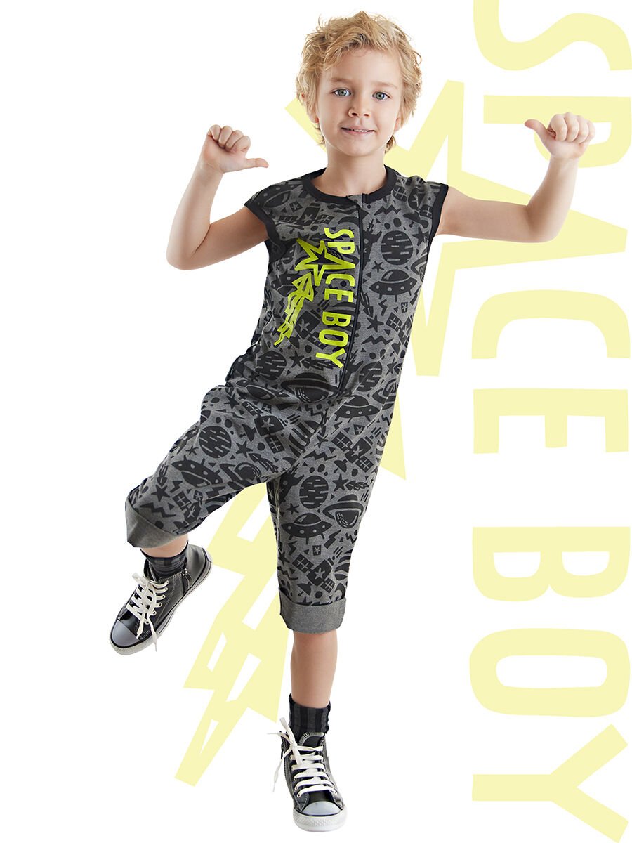 Uzay Roket Erkek Çocuk Gri Tulum 5 Y - Gri