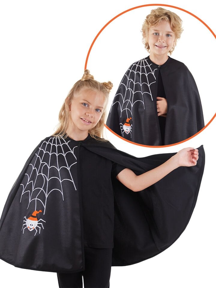Halloween Cadılar Bayramı Kostümü Kız Çocuk Siyah Pelerin