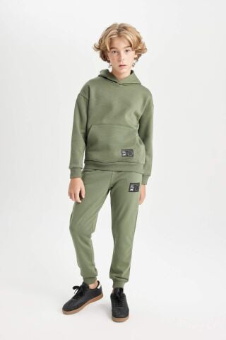 Erkek Çocuk Oversize Geniş Kalıp Kapüşonlu Cepli Kalın Okul Sweatshirt