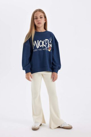 Kız Çocuk Flare Fit İspanyol Paça Basic Düz Triko Pantolon