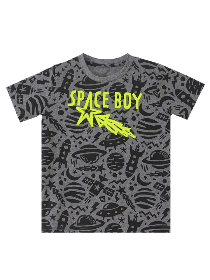 Uzay Roket Erkek Çocuk T-shirt Şort Takım 3 Y - Gri