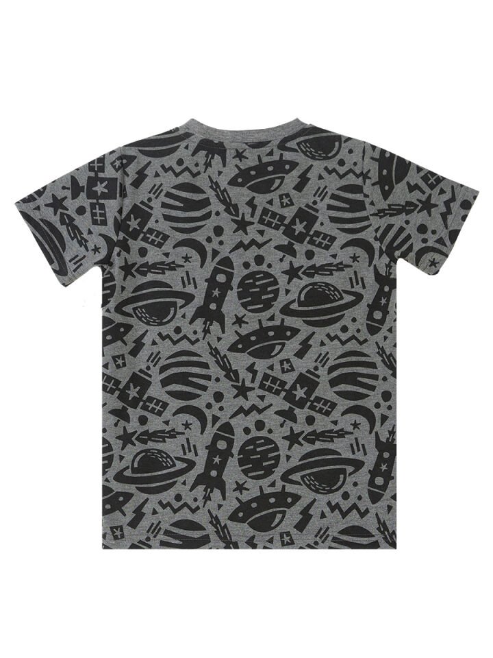 Uzay Roket Erkek Çocuk T-shirt Şort Takım 3 Y - Gri