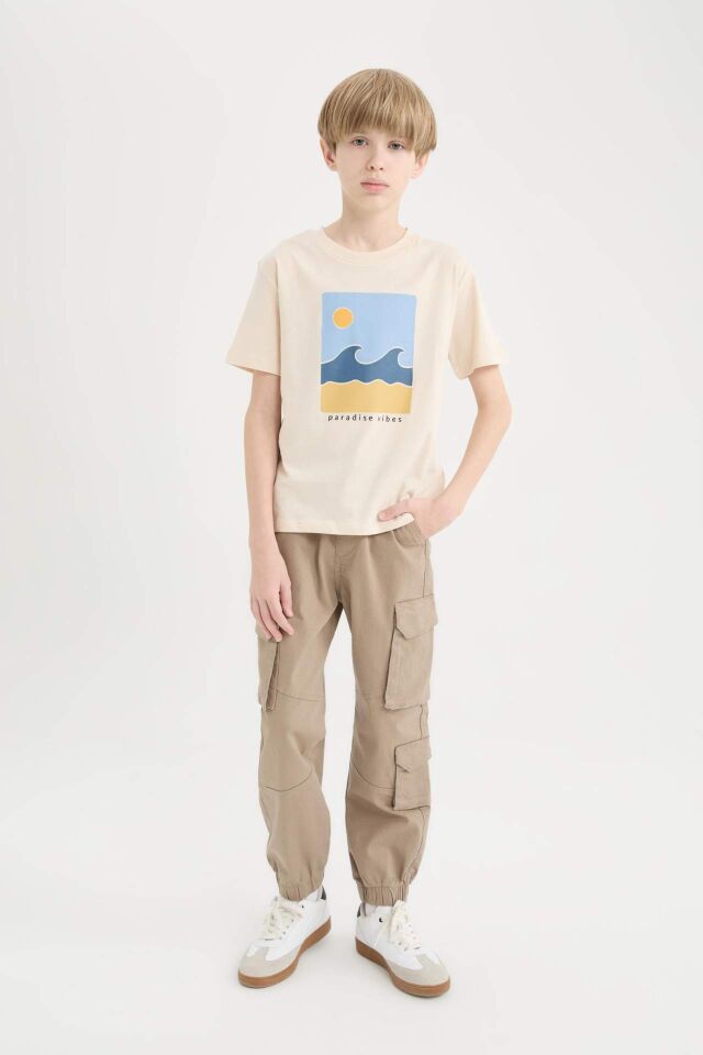 Erkek Çocuk Kargo Cepli Standart Paça Gabardin Jogger Pantolon