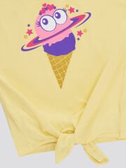 Dondurma Kız Çocuk T-Shirt Gabardin Şort Takım 6 Y - Sarı, Mor
