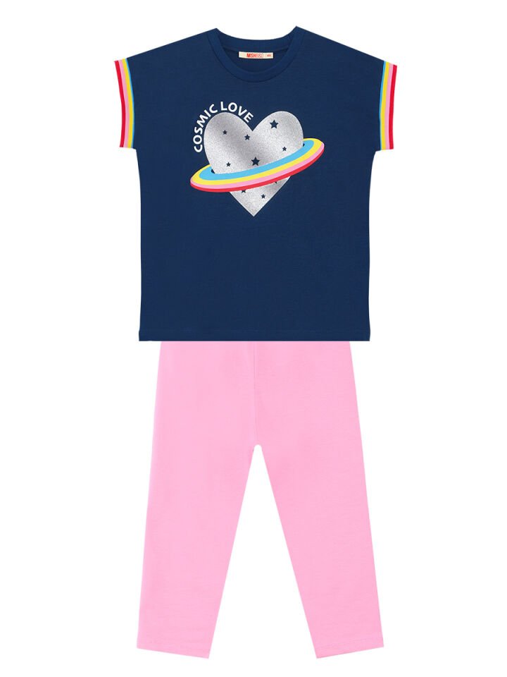 Cosmic Love Kız Çocuk T-Shirt Tayt Takım 9 Y - Pembe