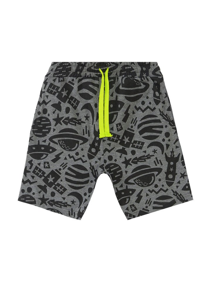 Uzay Roket Erkek Çocuk T-shirt Şort Takım 6 Y - Gri