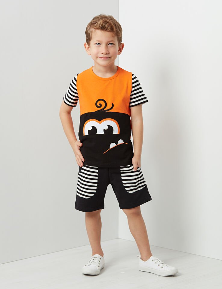 Gırgır Erkek Çocuk T-shirt Şort Takım 2 Y - Siyah Gri