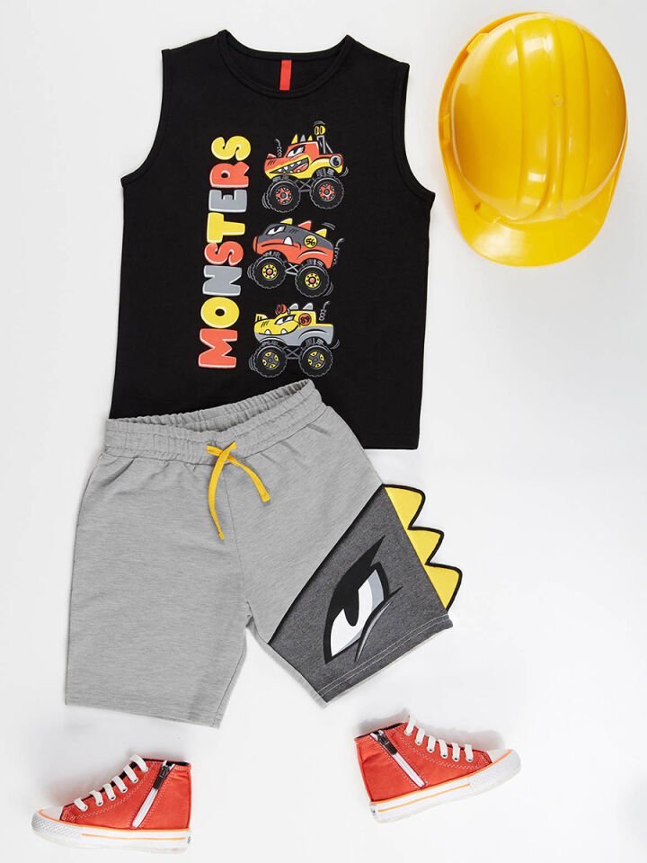 Monster Cars Erkek Çocuk T-shirt Şort Takım