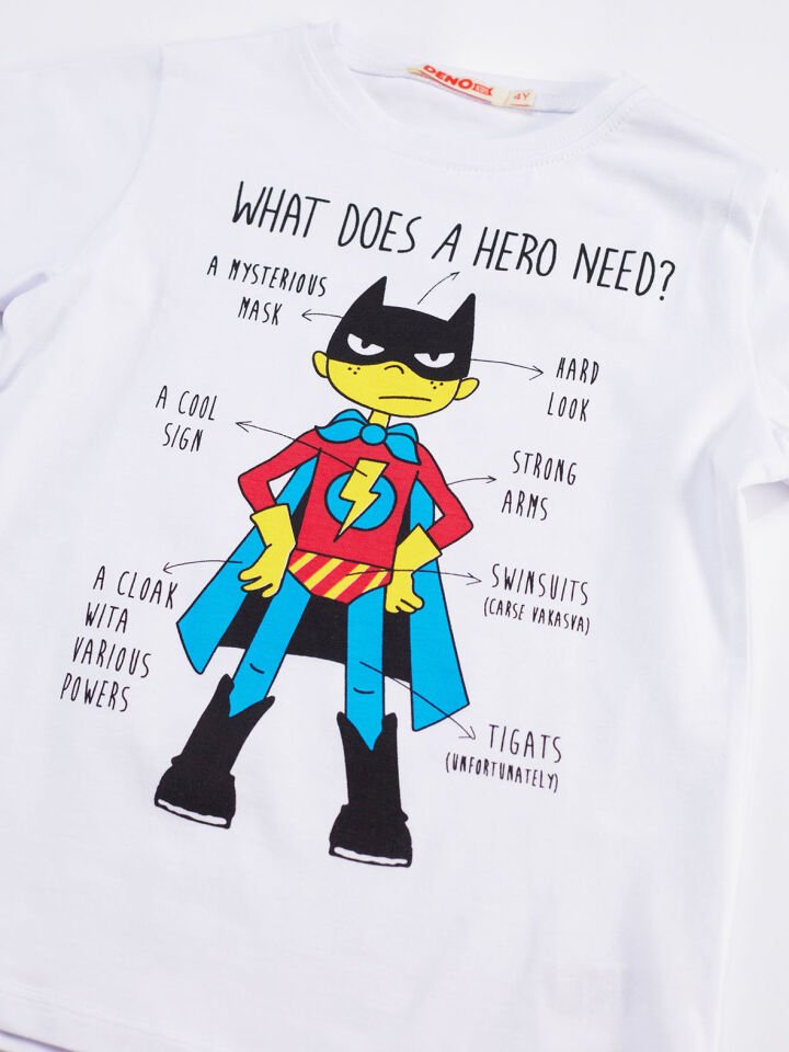 Need Hero Erkek Çocuk T-shirt Kapri Şort Takım 6 Y - Siyah, beyaz