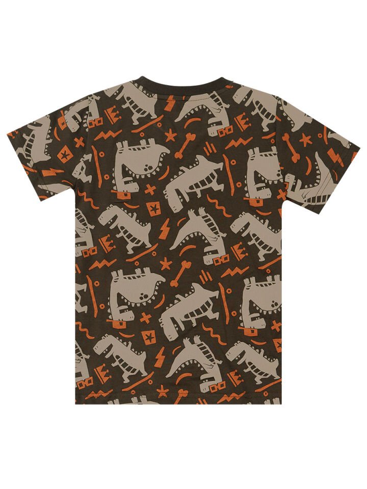 Kaykay Dino Erkek Çocuk T-shirt Şort Takım 3 Y - Koyu kahve