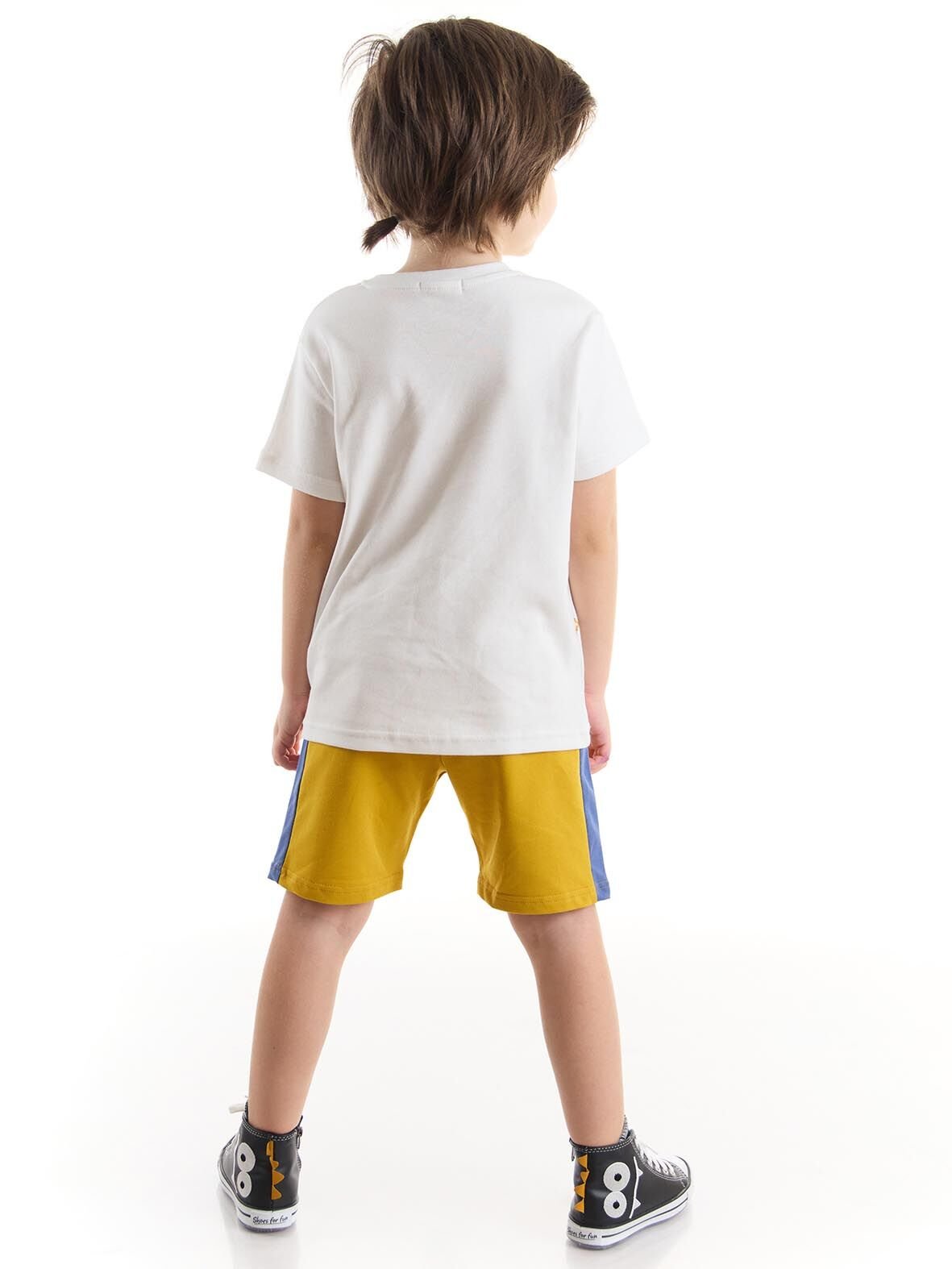 Start Erkek Çocuk T-Shirt Şort Takım 10 Y - Beyaz, Hardal
