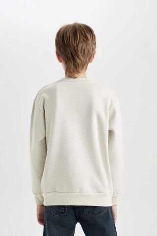 Erkek Çocuk Bisiklet Yaka Baskılı Sweatshirt