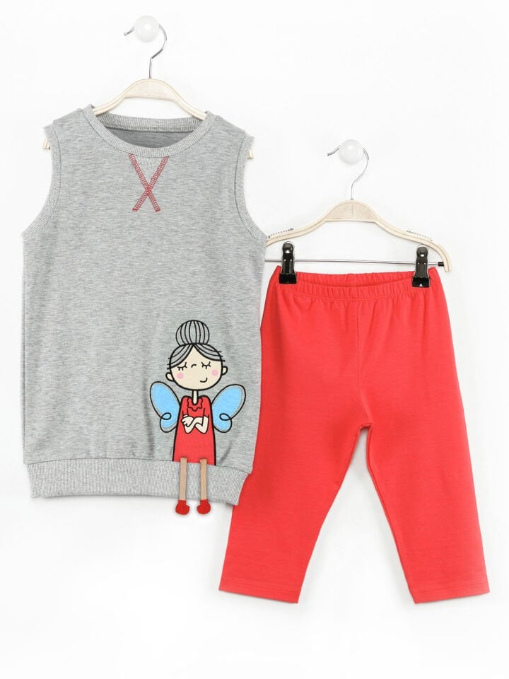 Keyifli Melek Kız Çocuk Tunik Tayt Takım