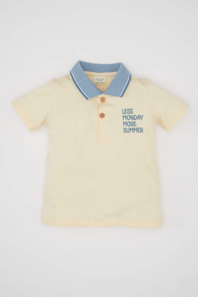 Erkek Bebek Baskılı Kısa Kollu Polo Tişört