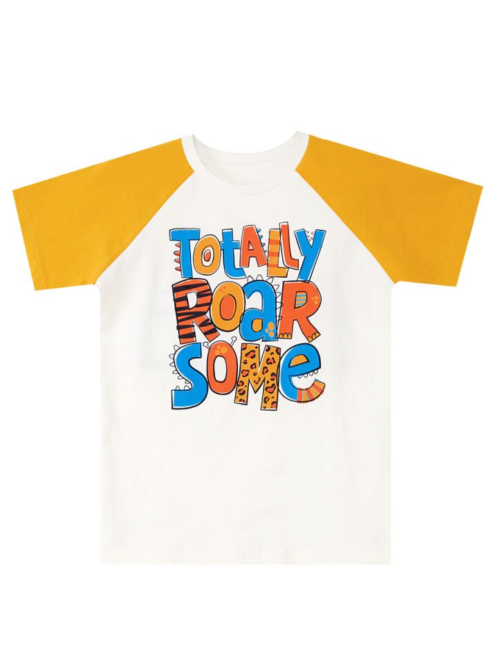 Roarsome Erkek Çocuk T-shirt Kapri Şort Takım 6 Y - Ekru, Lacivert