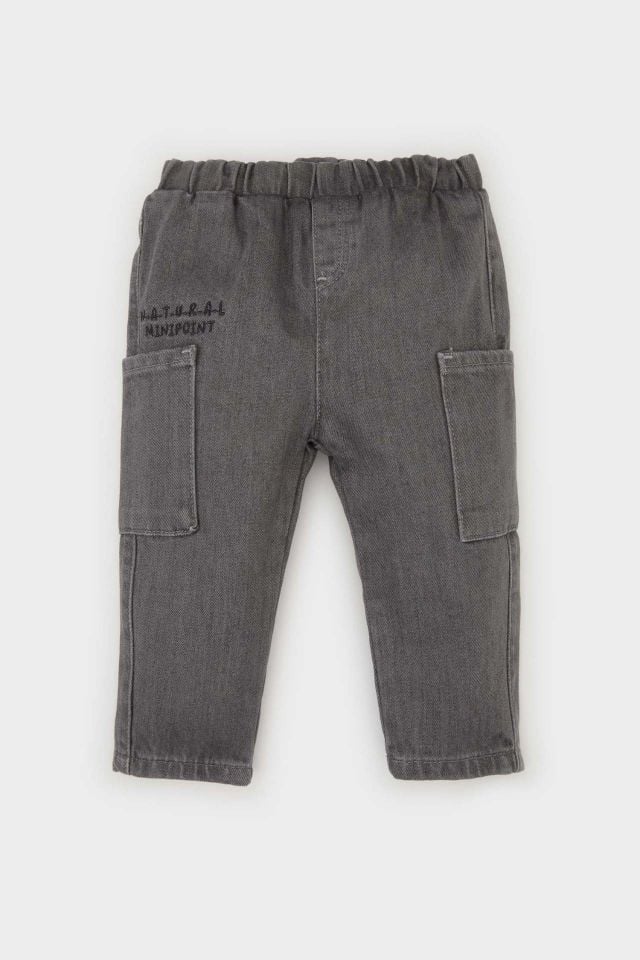 Erkek Bebek Beli Lastikli Cepli Jean Pantolon