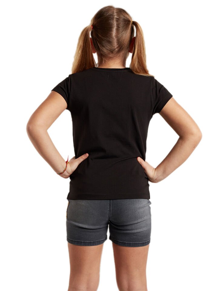 Party Kız Çocuk T-shirt Denim Şort Takım 4 Y - Siyah