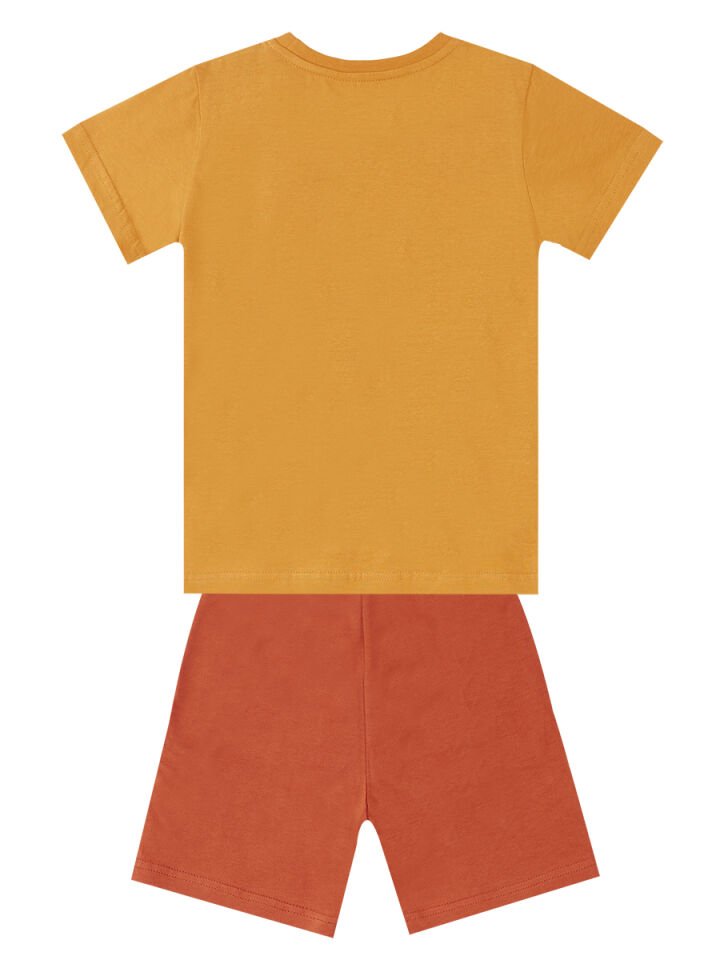 Super Tiger Erkek Çocuk T-shirt Şort Takım 2 Y - Hardal, Kiramit