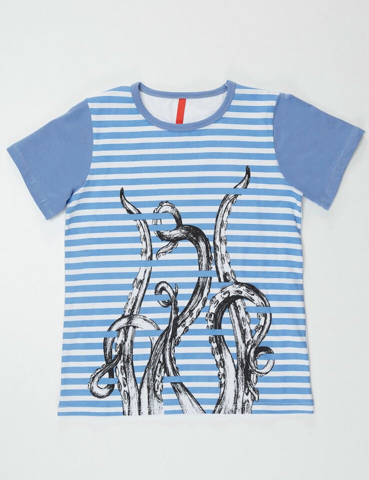Octopus Erkek Çocuk T-Shirt 6 Y - Mavi&Beyaz&Siyah