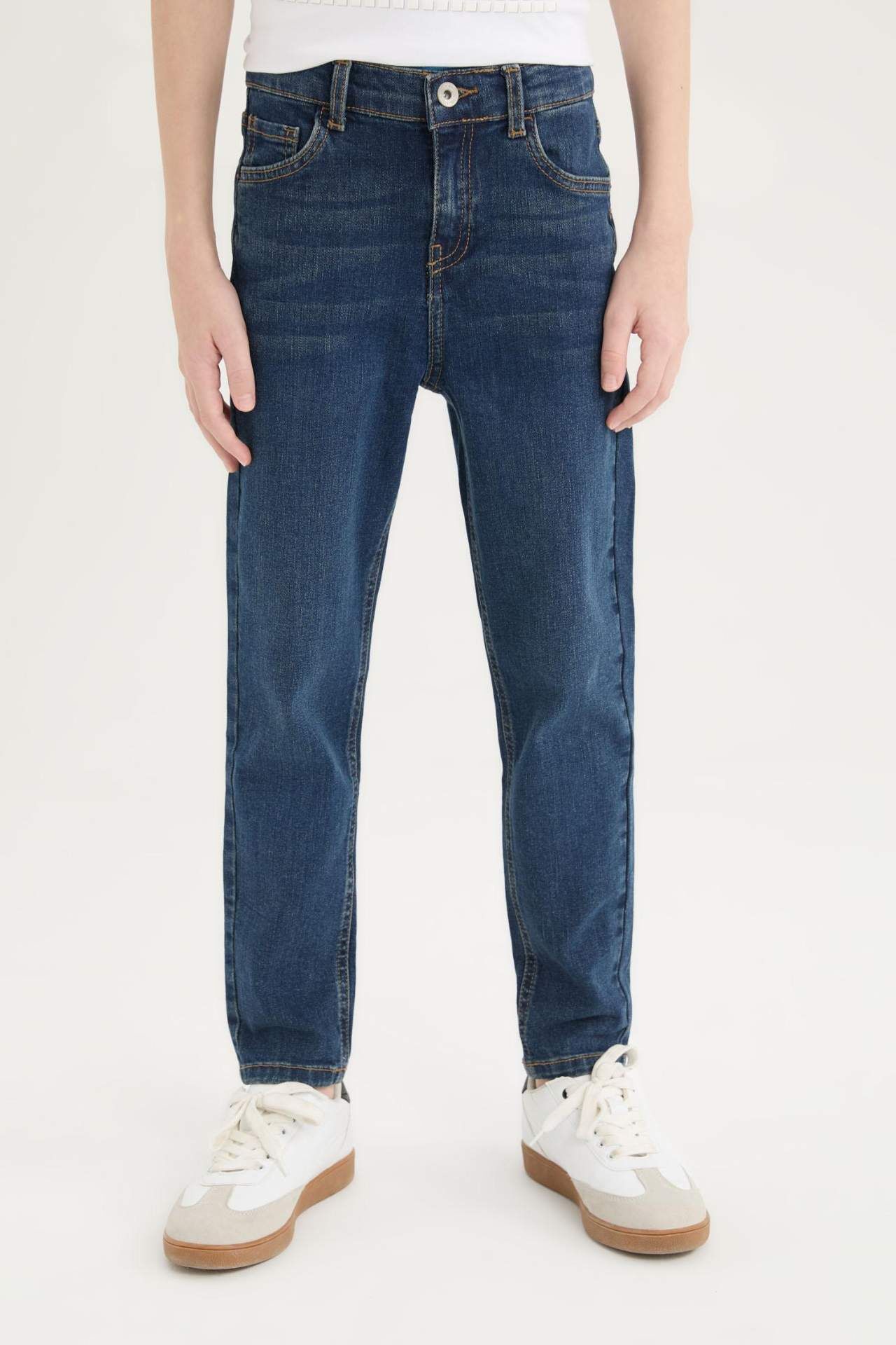Erkek Çocuk Slim Fit Dar Kesim Düz Paça Basic Düz Jean Pantolon