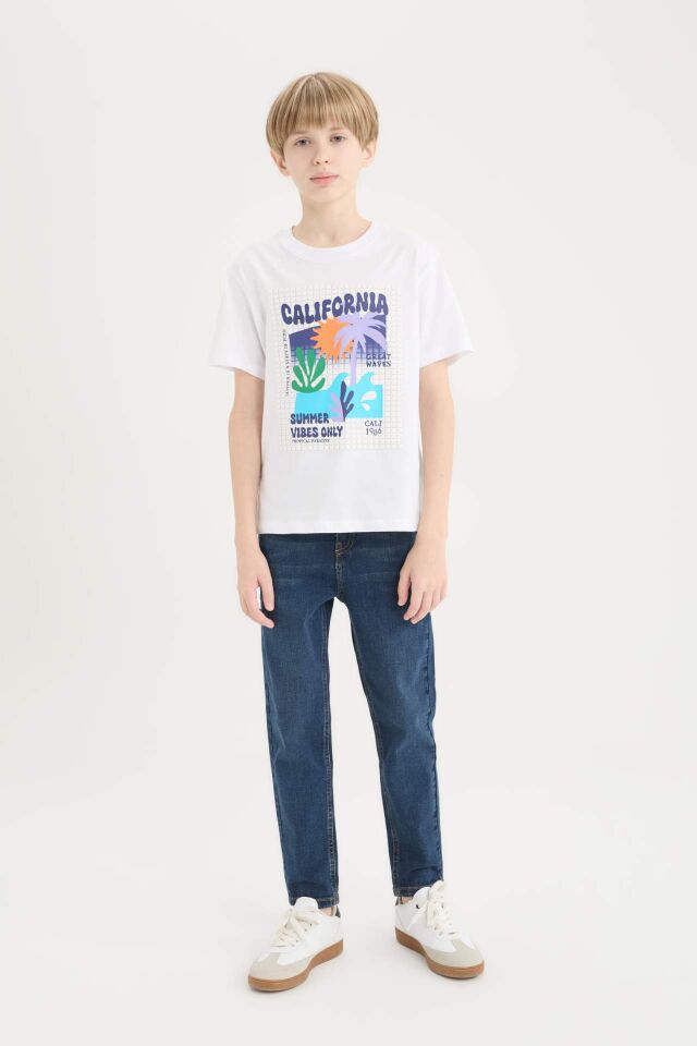 Erkek Çocuk Slim Fit Dar Kesim Düz Paça Basic Düz Jean Pantolon