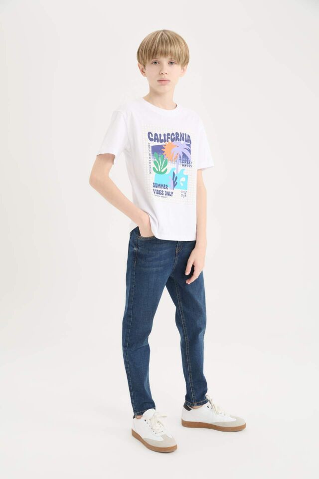 Erkek Çocuk Slim Fit Dar Kesim Düz Paça Basic Düz Jean Pantolon