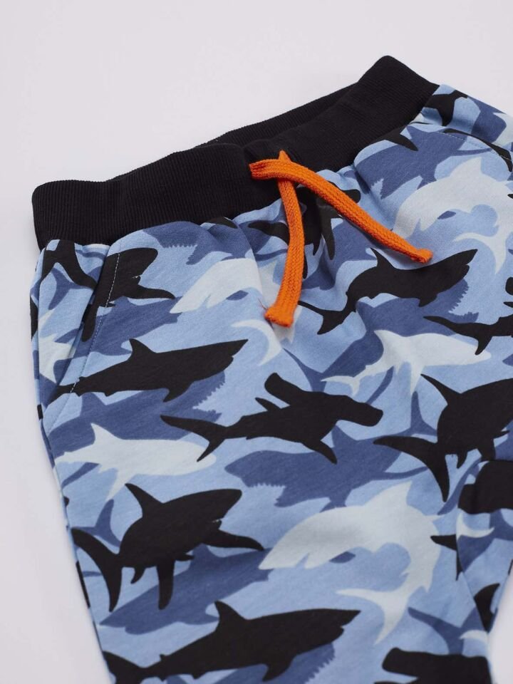Köpekbalığı Erkek Çocuk T-shirt Kapri Şort Takım 6 Y - Mavi, Beyaz