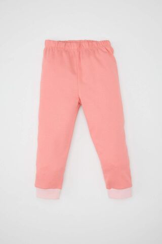 Kız Bebek Pijama Takımı Bisiklet Yaka Baskılı Uzun Kollu Üst Beli Lastikli Alt