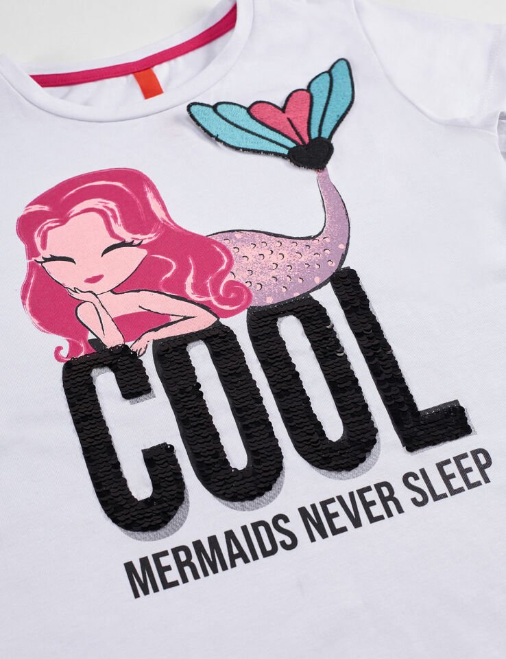 Cool Mermaid Kız Çocuk T-shirt Denim Şort Takım 4 Y - Siyah Beyaz