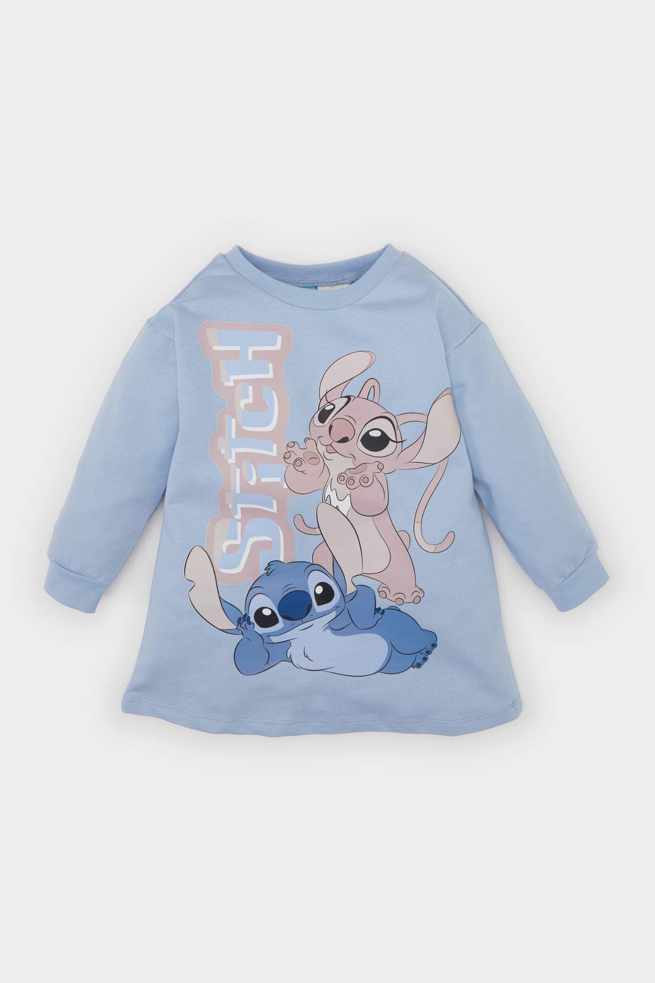 Kız Bebek Disney Lilo & Stitch Bisiklet Yaka Uzun Kollu Sweat Elbise