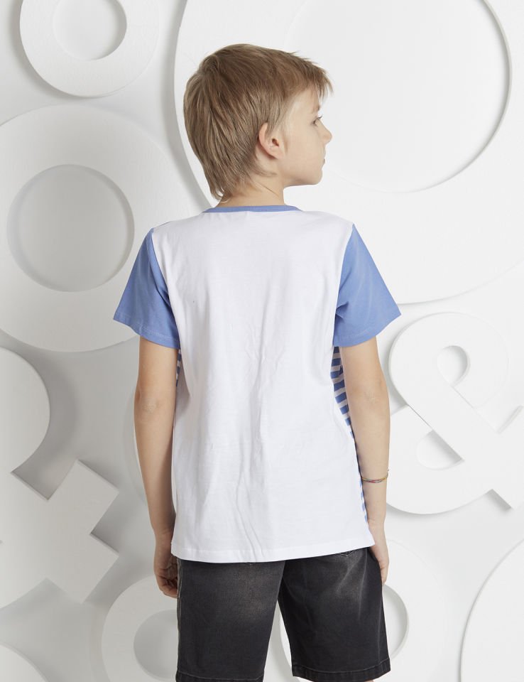 Octopus Erkek Çocuk T-Shirt 6 Y - Mavi&Beyaz&Siyah