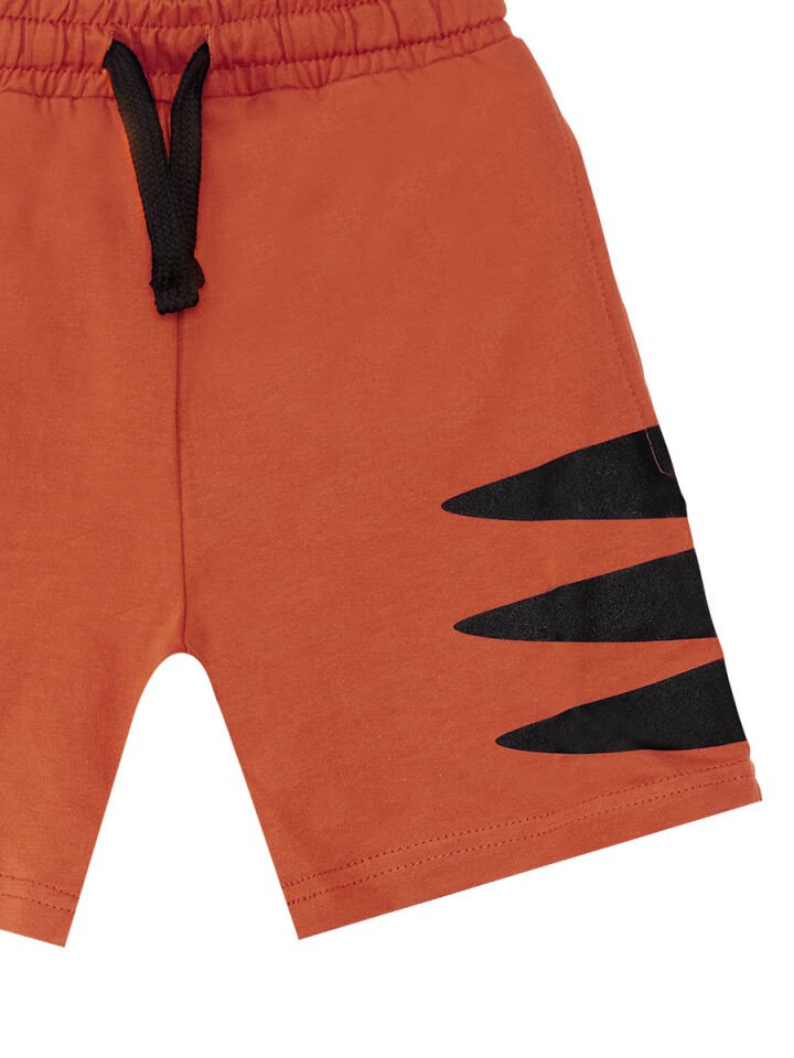 Super Tiger Erkek Çocuk T-shirt Şort Takım 7 Y - Hardal, Kiramit