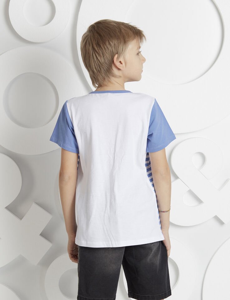 Octopus Erkek Çocuk T-Shirt 7 Y - Mavi&Beyaz&Siyah