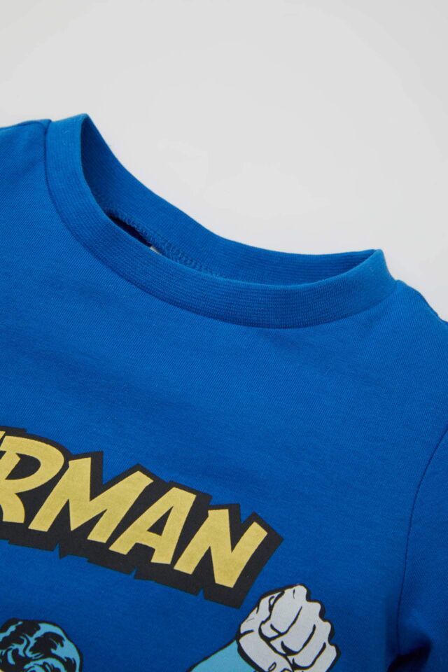 Erkek Bebek Pijama Takımı Superman Penye Kısa Kollu Üst Şort