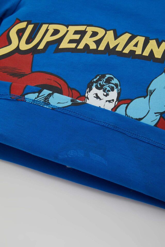 Erkek Bebek Pijama Takımı Superman Penye Kısa Kollu Üst Şort
