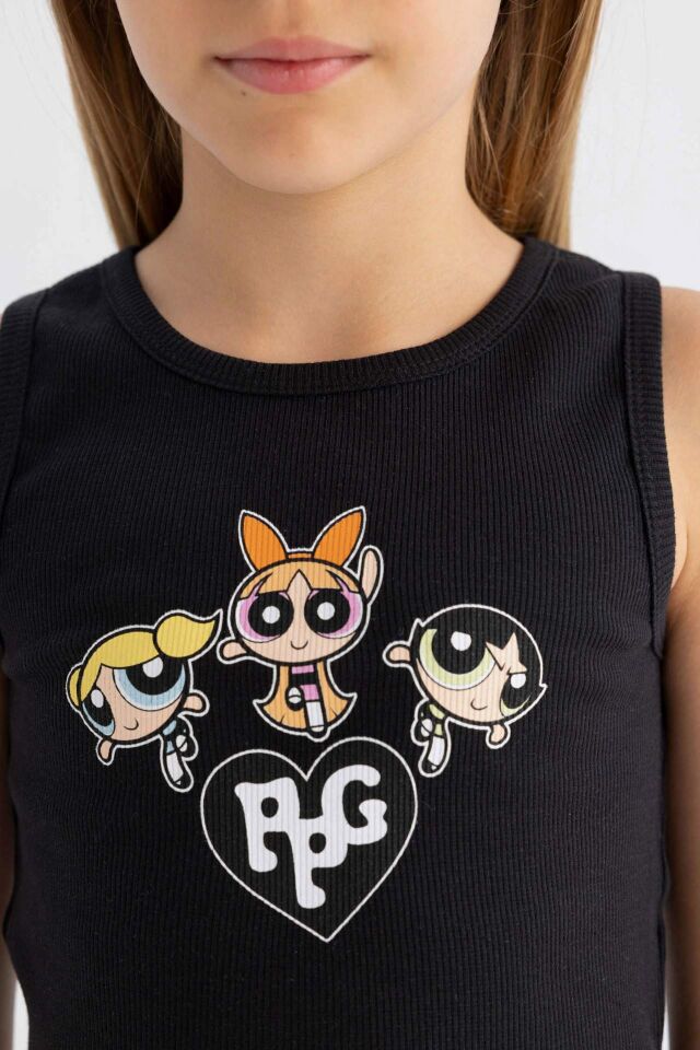 Kız Çocuk PowerPuff Girls Bisiklet Yaka Atlet