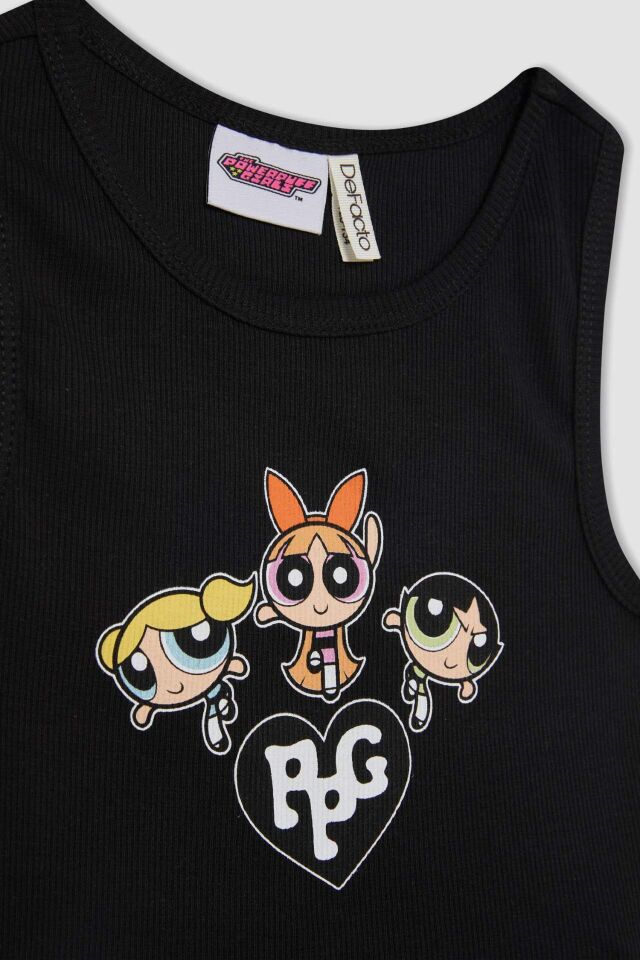 Kız Çocuk PowerPuff Girls Bisiklet Yaka Atlet