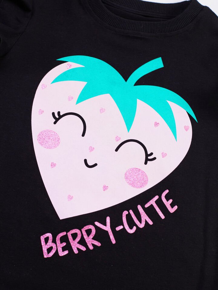 Berry Cute Kız Çocuk T-shirt Şort Takım 4 Y - Siyah, Pembe