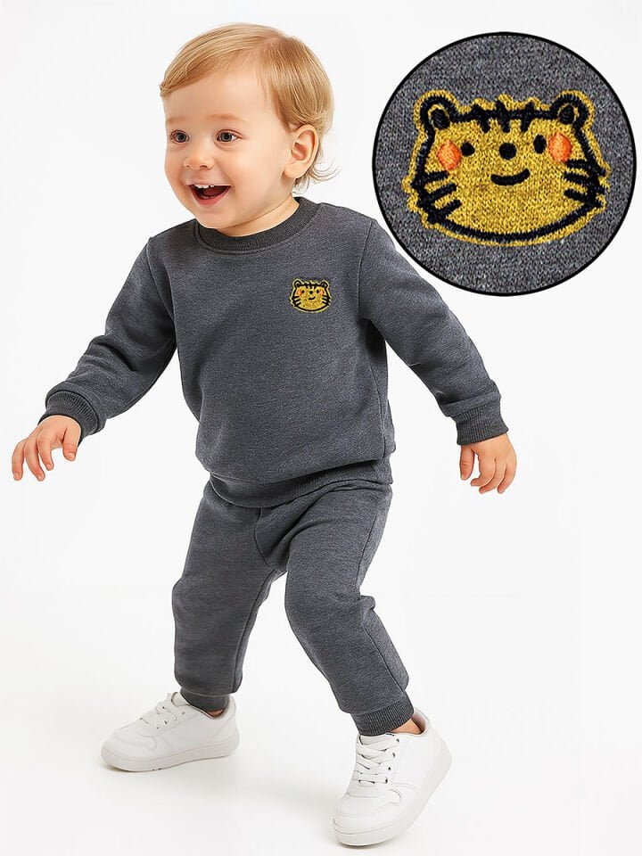 Kedi Erkek Bebek Koyu Gri Eşofman Takım