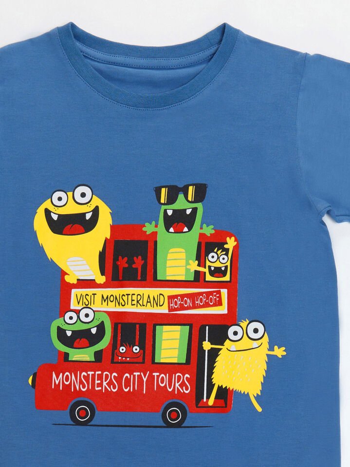 Monster Tours Erkek Çocuk T-shirt Pantolon Takım 4 Y - Lacivert, Kırmızı