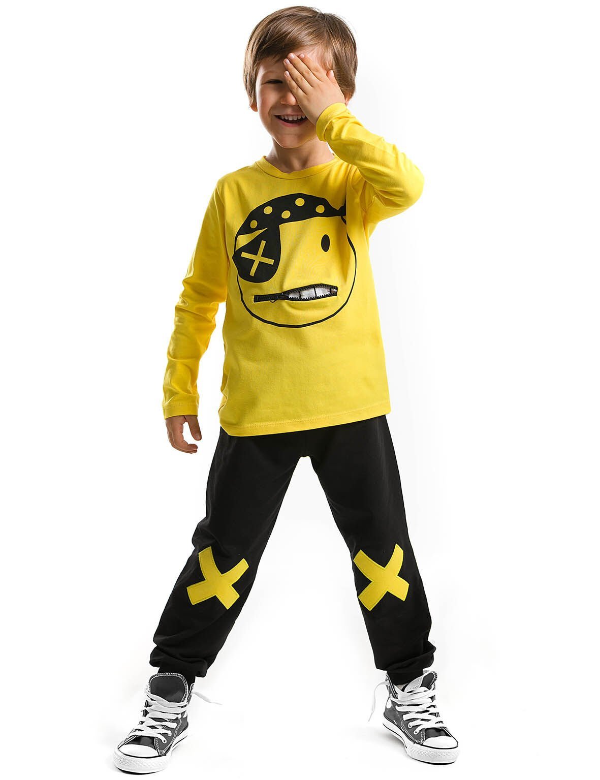 Korsan Emoji Erkek Çocuk T-shirt Pantolon Takım