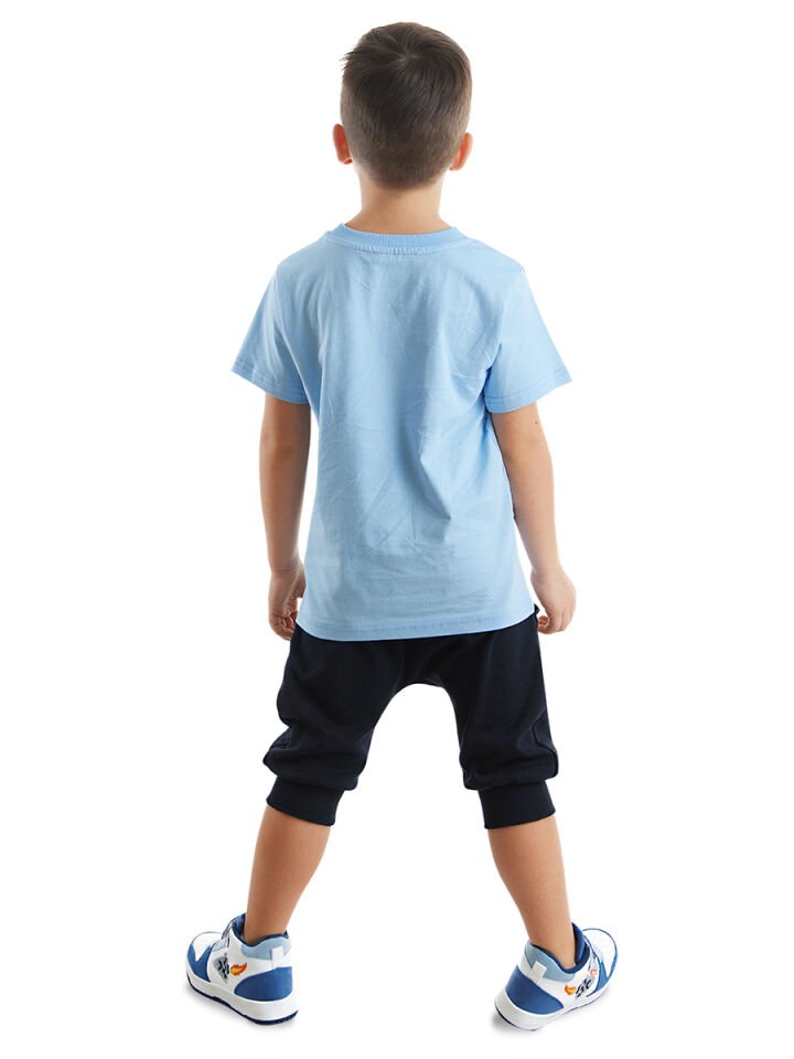 Shark'n Roll Erkek Çocuk T-shirt Kapri Şort Takım 6 Y - Mavi, Lacivert